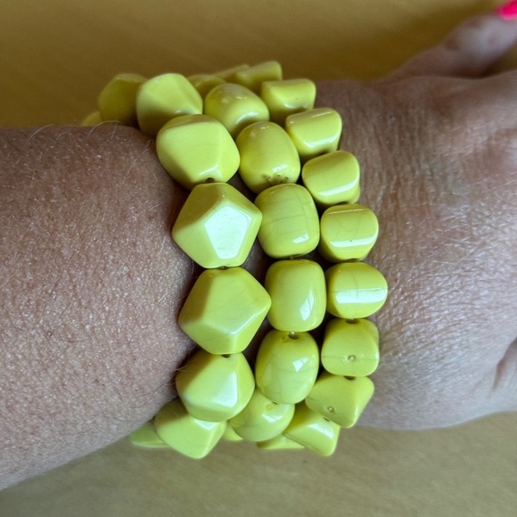 Yellow Beaded Bracelets Set of 3 - Picture 2 of 6